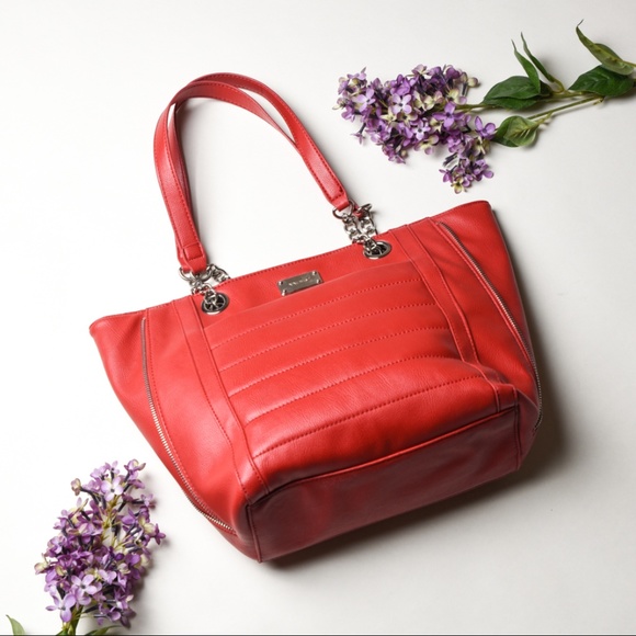Nine West Handbags - ⭐HP⭐NINE WEST Women Red Tote Bag w/Silver Details